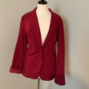 Red one button blazer
